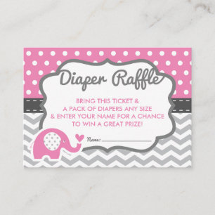 Elephant Diaper Raffle Biljett, EDITABLE FÄRG Tilläggskort