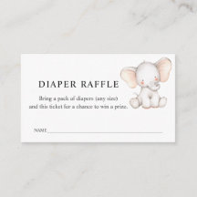 Elephant Diaper Raffle Biljett for Baby Shower