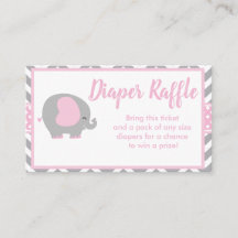 Elephant Diaper Raffle Biljett for Baby Shower