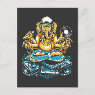 Elephant DJ Animal Electronic Music Techno Fläkt Vykort