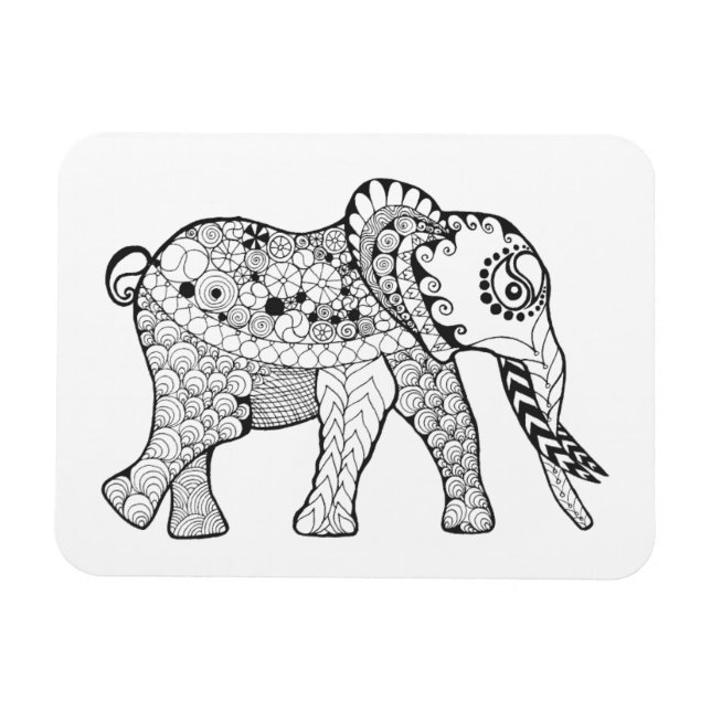 Elephant Doodle Magnet (Horisontell)