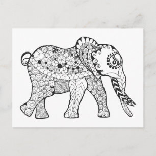 Elephant Doodle Vykort