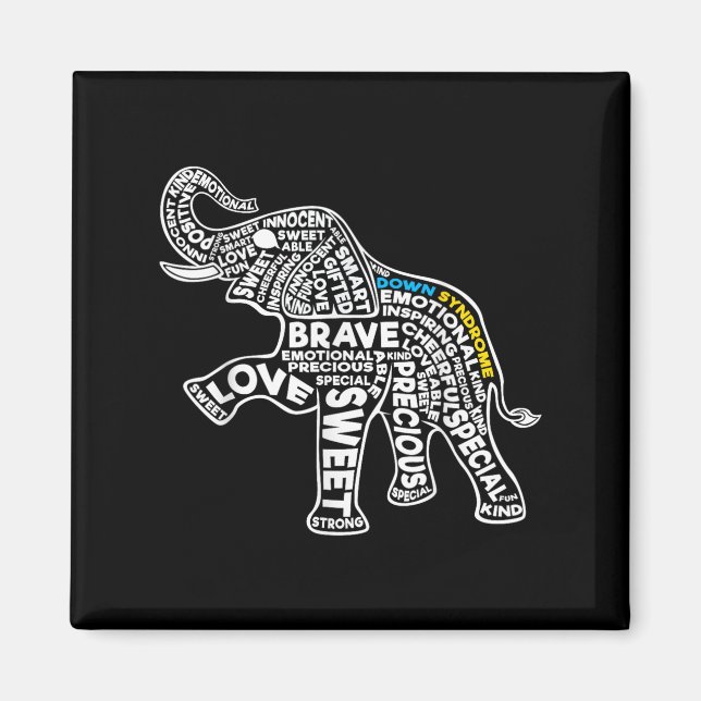 Elephant Down Syndrome Day Sensitivization Motivat Magnet (Framsidan)