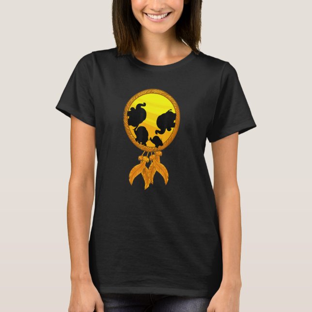 Elephant Dreamcatcher Mandala Boho Hippie Animal T Shirt (Framsida)