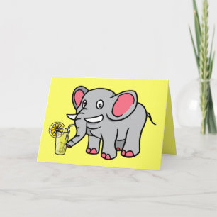 Elephant Drinking Lemonade-supportkort Kort