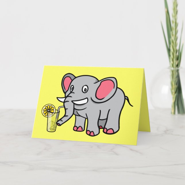 Elephant Drinking Lemonade-supportkort Kort (Framsida)