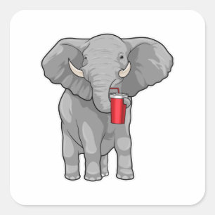 Elephant Drinking mugg Fyrkantigt Klistermärke