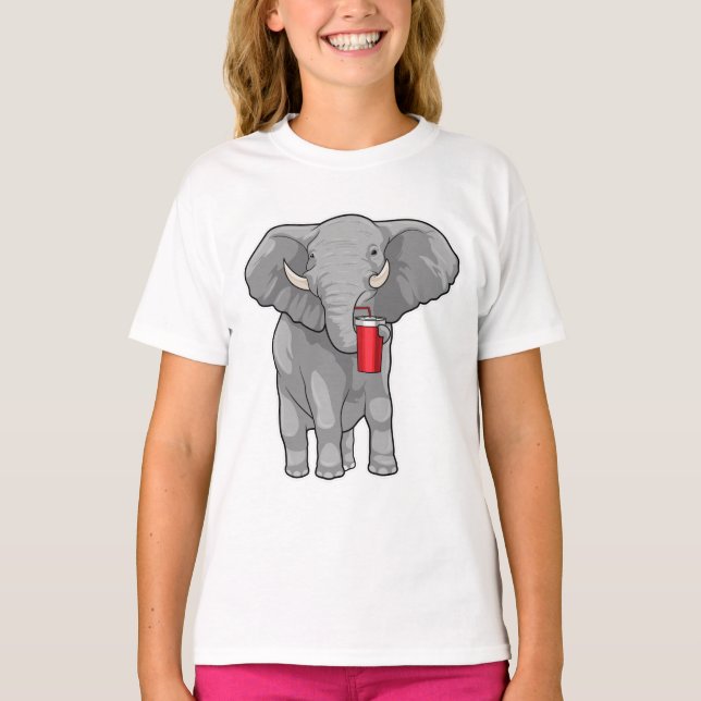 Elephant Drinking mugg T Shirt (Framsida)
