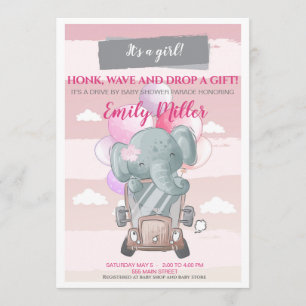 Elephant Drive by Baby dusching-tjej Inbjudningar