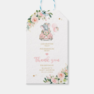 Elephant Drive by Baby Shower Rosa ros Presentetikett