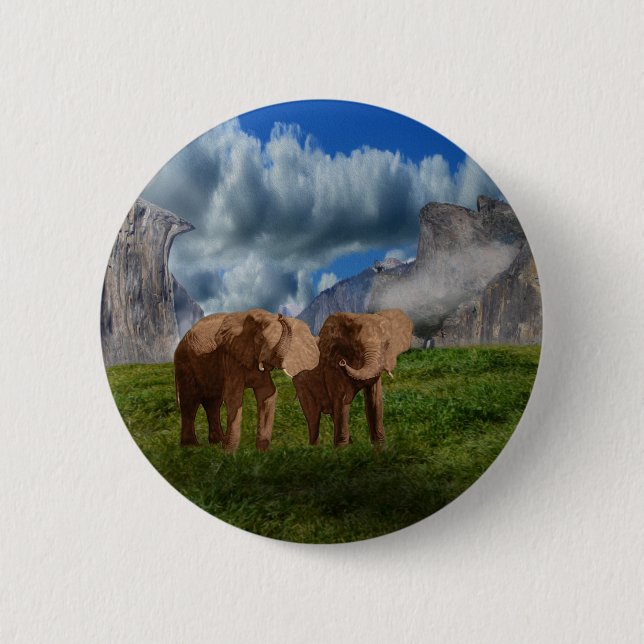 Elephant Duo Oil Paint, Button Badge Knapp (Framsida)