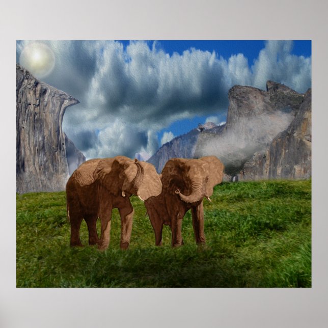 Elephant Duo Oil Paint, Poster (Framsidan)