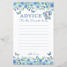 Elephant Dusty Blue Baby Shower Advice for Parents