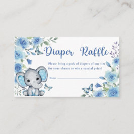 Elephant Dusty Blue Ro Baby Shower Raffle Tilläggskort