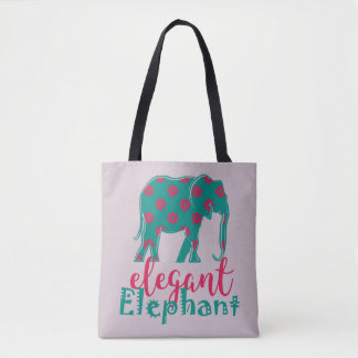 Elephant Elegant Blommigt Funny Ladylike Silhouett Tygkasse