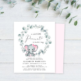 Elephant Eucalyptus Girl Baby Sprinkle-inbjudan