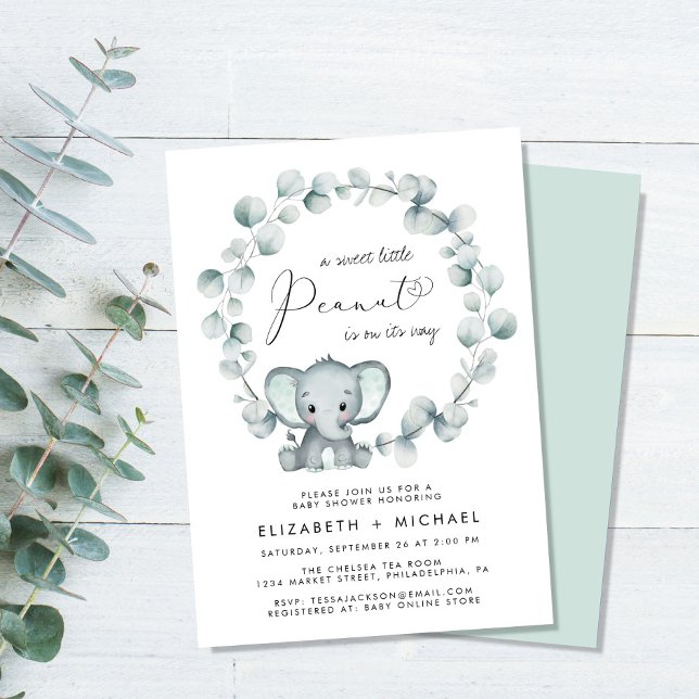 Elephant Eucalyptus Par Baby Sprinkle Inbjudningar (Skapare uppladdad)