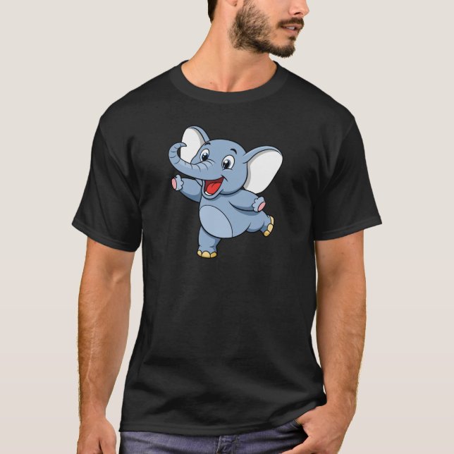 Elephant Except, Glatt Tecknad Elephant T Shirt (Framsida)