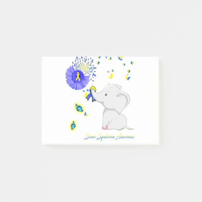 Elephant Faith Hope Kärlek Down Syndrome Awareness Post-it Block (Framsida)