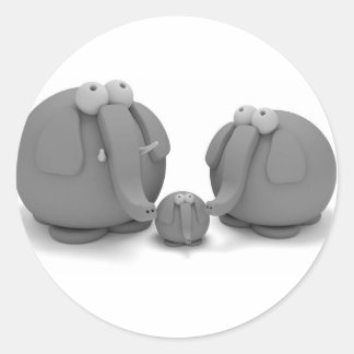 Elephant-familjen Runt Klistermärke
