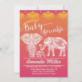 Elephant Family Baby Sprinkle - Indisk inspiration Inbjudningar