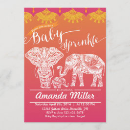 Elephant Family Baby Sprinkle - Indisk inspiration Inbjudningar