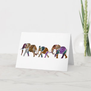 Elephant Family Birthday Card Kort