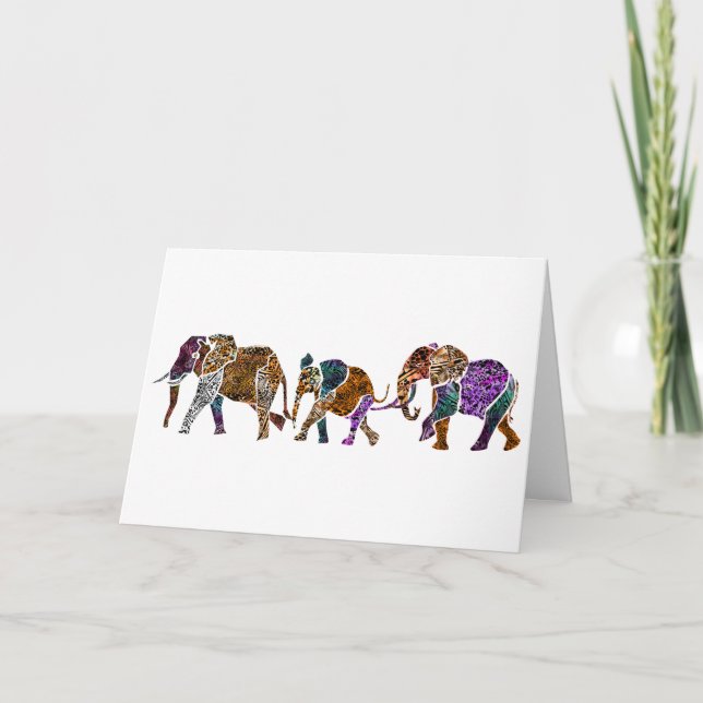 Elephant Family Birthday Card Kort (Framsida)