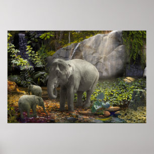 ELEPHANT FAMILY "GRÖNT ROOM" #2 POSTER