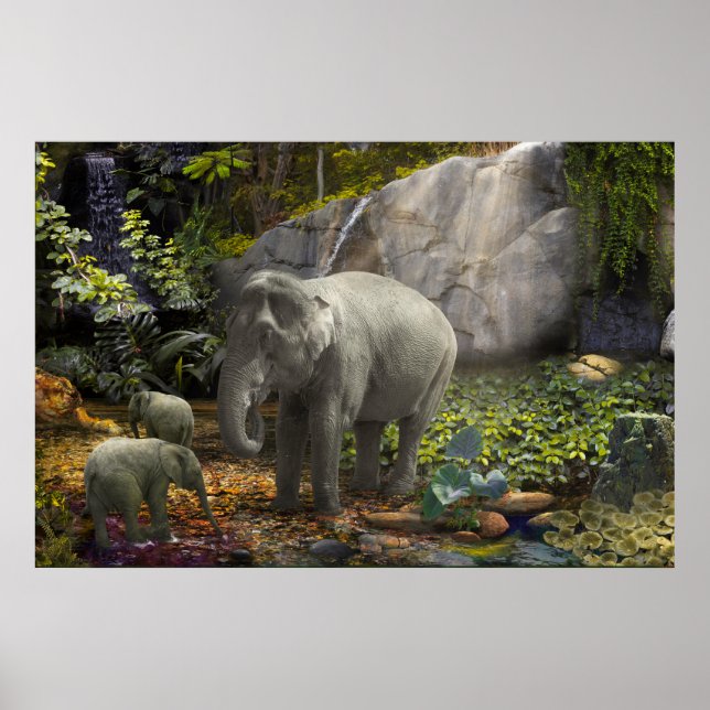 ELEPHANT FAMILY "GRÖNT ROOM" #2 POSTER (Framsidan)