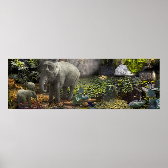 ELEPHANT FAMILY "GRÖNT ROOM" POSTER (Framsidan)