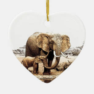 Elephant Family Julgransprydnad Keramik