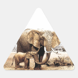 Elephant Family Triangelformat Klistermärke