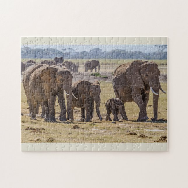 Elephant Family Walking Pussel (Horisontell)