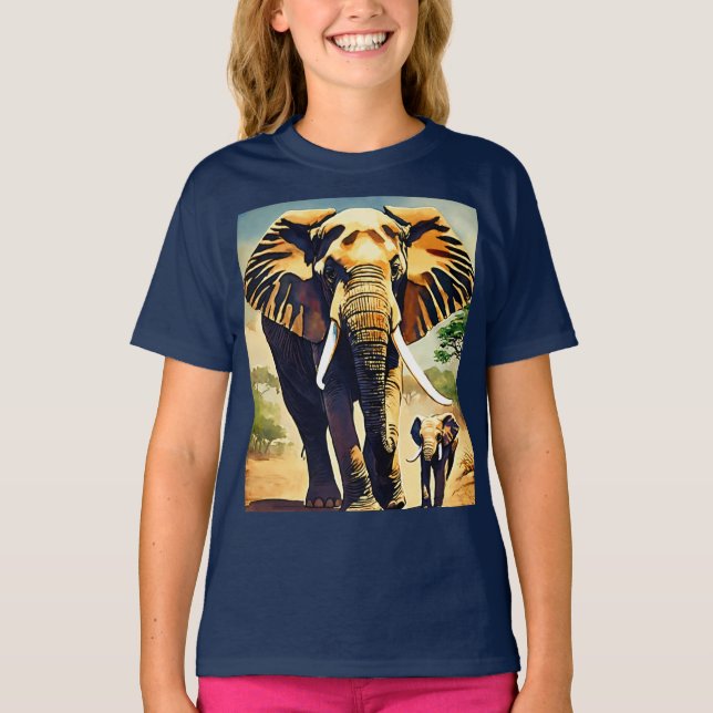 Elephant Family Watercolor T-Shirt Collection (Framsida)