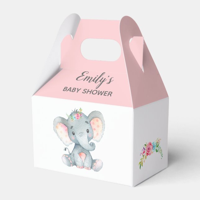 Elephant Favor Box (Flickbabyskor/födelsedag) Presentaskar (Framsidan Sidan)