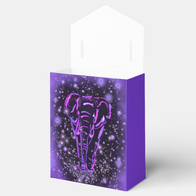 Elephant Favor Box i Lila Rosa Starry night Presentaskar (Öppnad)