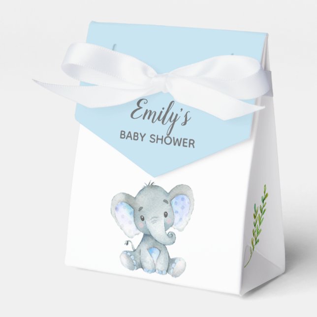 Elephant Favor Box (pojkbabyskor) Presentaskar (Framsidan Sidan)