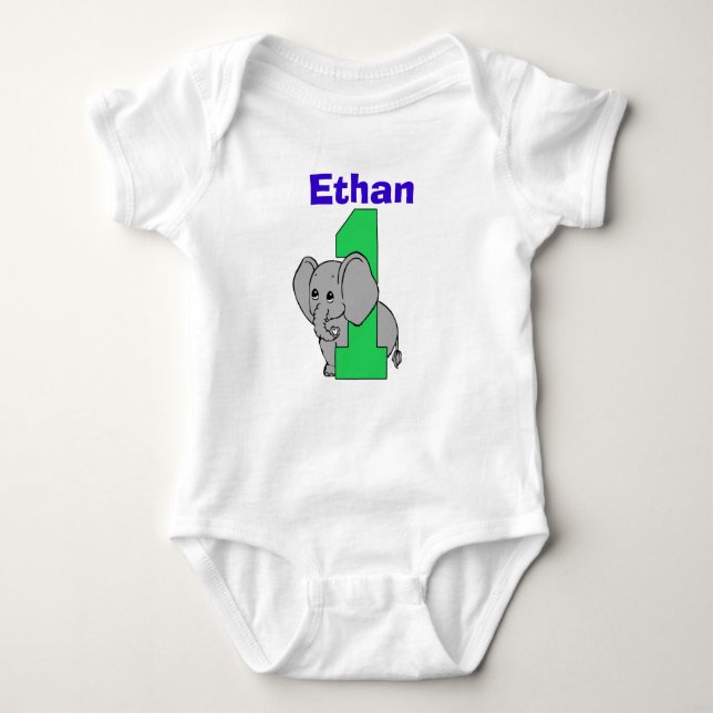 Elephant First Birthday Boy Shirt Tröja (Framsida)