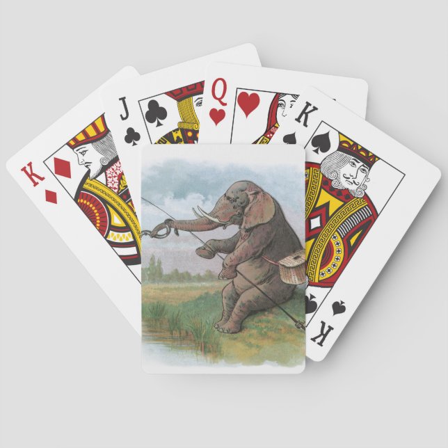 Elephant Fishman Fiske Illustration Spel Kort (Baksidan)