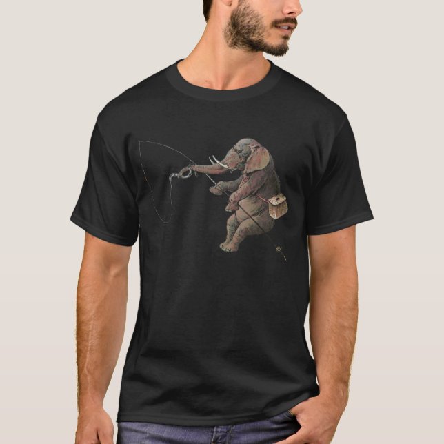 Elephant Fishman Fiske Illustration Tee Shirt (Framsida)