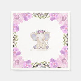 Elephant Flicka Baby Shower Pappersservett
