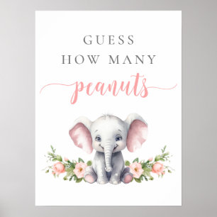 Elephant Flicka Shower gissar hur många jordnötter Poster