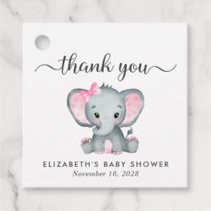 Elephant Flicka Shower Tack Gåvor Etiketter