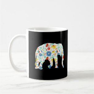 Elephant Flower Silhouette Cute Safari Kaffemugg