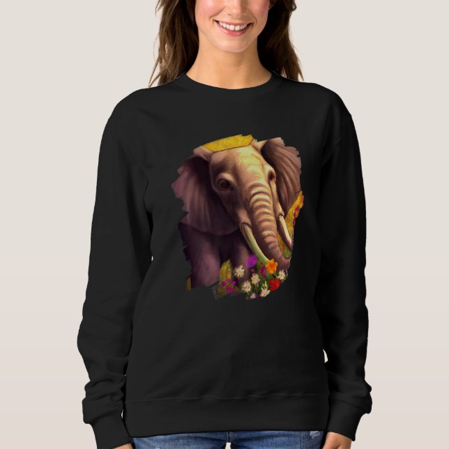 Elephant Flowers Cute Painting Flower Elephant  1 T Shirt (Framsida)