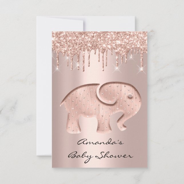 Elephant för glitter-drivrutiner vid Ro Nyfödd beb Inbjudningar (Baksida)