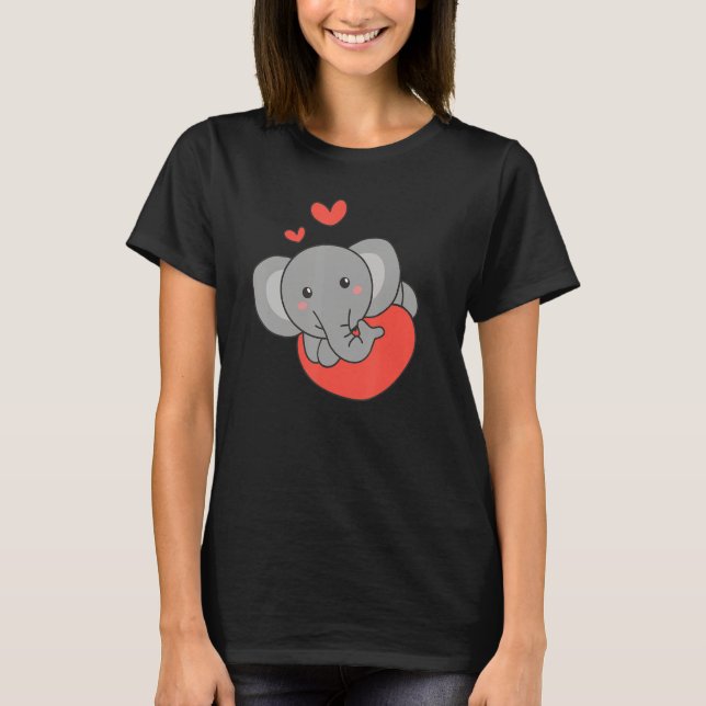 Elephant For Valentine s Day Cute Animals With Hea T Shirt (Framsida)