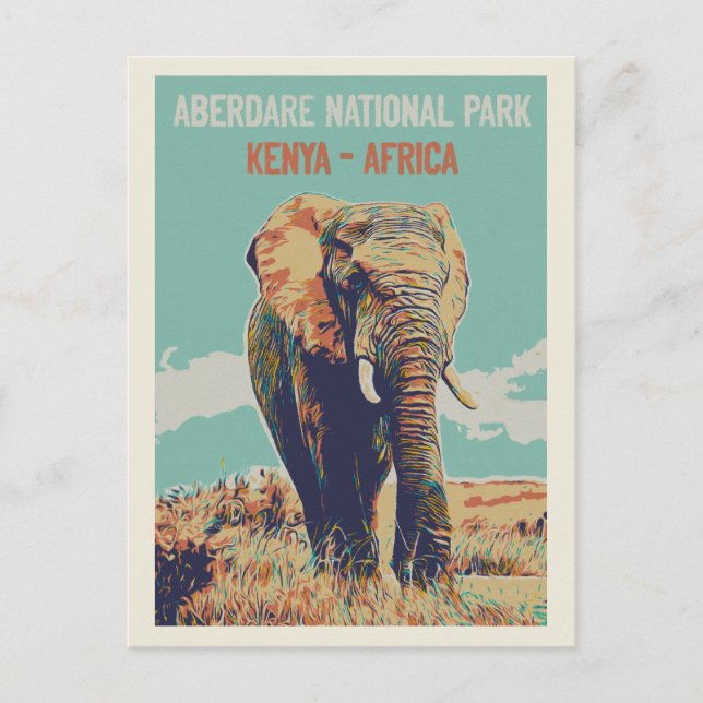 Elephant från Kenya, nationalparken Aberdare Vykort (Framsida)