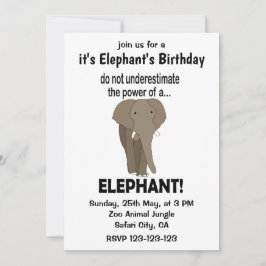 Elephant Funny Cute Elephant Birthday Inbjudningar
